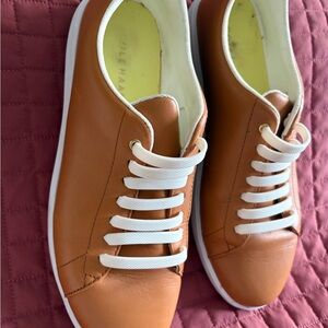 Cole Haan Brown Leather Sneakers with White no tie laces. - GUC